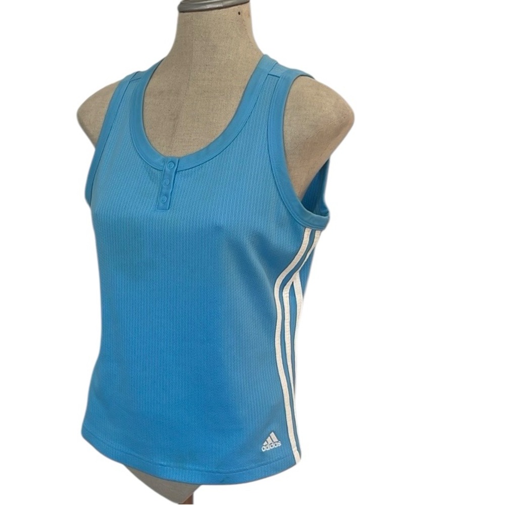 Vintage Y2K Adidas Blue striped sleeveless Tank Top women’s size L